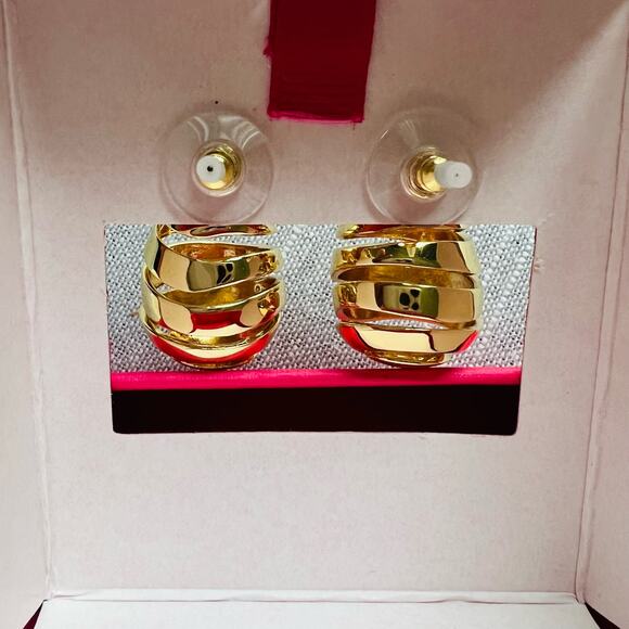 New House of Harlow 1960 14K Gold Plated Spiral Teardrop Stud Earrings - Picture 8 of 8